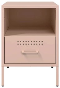 vidaXL Κομοδίνο Ροζ 36x39x50,5 εκ. από Χάλυβα