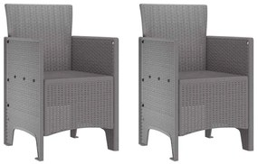 vidaXL Σέτ φαγητού για κήπο 3 pcs Ανοιχτό γκρι Rattan Polt
