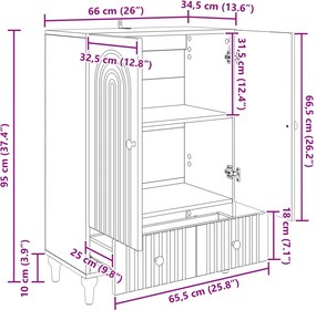 vidaXL Πλαϊνό γραφείο Artisan Δρυς 66 x 34,5 x 95 εκ.