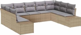 vidaXL Σετ Καναπέ Κήπου 9 pcs Μπέζ και Ανοιχτό Γκρι Πολυρατάν