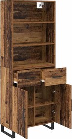 vidaXL Highboard με συρτάρι 2 pcs Παλιό ξύλο Επεξεργασμένο ξύλο