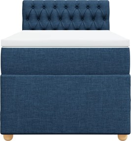 vidaXL Κρεβάτι Boxspring με Στρώμα Μπλε 90x200 εκ.Υφασμάτινο