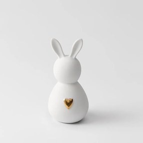 Διακοσμητικό Bunny Man Golden Heart RD0017467 Φ6x13cm White-Gold Raeder Πορσελάνη