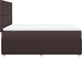 vidaXL Κρεβάτι Boxspring με Στρώμα Σκούρο Καφέ 160x200 εκ Υφασμάτινο