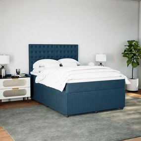 vidaXL Κρεβάτι Boxspring με Στρώμα Μπλε 140x190 εκ. Βελούδινο
