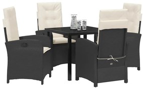 vidaXL Σέτ φαγητού για κήπο 5 pcs Μαύρο συνθετικό ρατάν