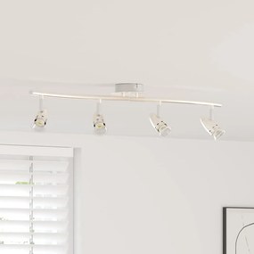 vidaXL Οροφάκι προβολής 4 κατευθύνσεων ρυθμιζόμενο ματ νικελίου GU10