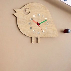 Intra απο ξύλο plywood 3mm-4mm πάχος – Χαριτωμένο ρολόι τοίχου κινουμένων σχεδίων πουλί για το παιδικό δωμάτιο 15x20 cm INTRAVECTRY-MY560912