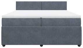 vidaXL Κρεβάτι Boxspring με Στρώμα Σκούρο Γκρι 200x200 εκ. Βελούδινο