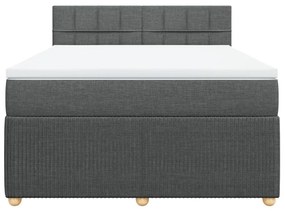 Κρεβάτι Boxspring με Στρώμα Σκούρο Γκρι 160x200 εκ Υφασμάτινο - Γκρι