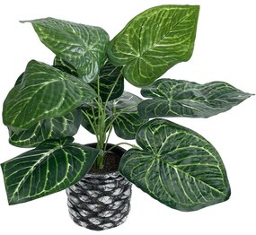 Τεχνητό Φυτό Σε Κασπώ Anthurium 20892 Φ40x33cm Green-Grey GloboStar Πολυαιθυλένιο,Ύφασμα