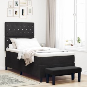 vidaXL Κρεβάτι με ελατήρια με στρώμα Μαύρο 100 x 200 cm Βελούδο