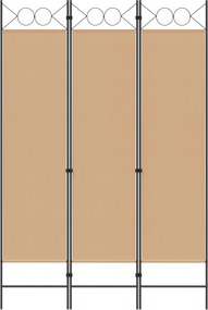 vidaXL 3-Panel Room Divider Μπεζ 120 x 180 cm Ύφασμα