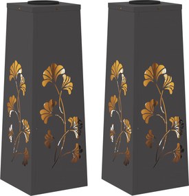 vidaXL Ηλιακό LED Φως Δρόμου 2 pcs Μαύρο Κρύο Ρολαρισμένο Χάλυβα
