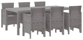 vidaXL Σέτ φαγητού για κήπο 7 pcs Ανοιχτό γκρι Rattan Polt