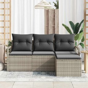 vidaXL Σετ Καναπέ 4 pcs Ανοιχτό γκρι συνθετικό ρατάν