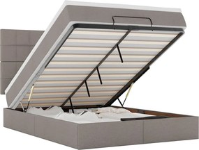 vidaXL Οθωμανικό κρεβάτι με στρώμα &amp; LEDs τεφρόχρουν χρώμα Ύφασμα