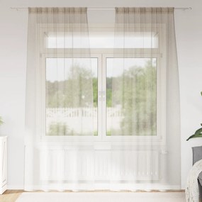 vidaXL Κουρτίνες με κουρτίνες 2 pcs Άμμος 140 x 225 cm Πολυεστέρας