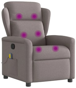 vidaXL Πολυθρόνα Μασάζ Ανακλινόμενη Taupe Υφασμάτινη