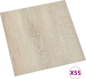 vidaXL Πλάκες Δαπέδου 55 pcs Μπεζ 5,11 τ.μ. PVC