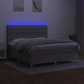 Κρεβάτι Boxspring με Στρώμα &amp; LED Αν.Γκρι 160x200εκ. Υφασμάτινο - Γκρι