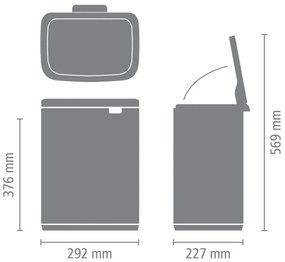 Κάδος Brabantia Bo Small 1006633, 12 l, Αθόρυβο και ομαλό άνοιγμα, Αντιολισθητική βάση, Λευκό