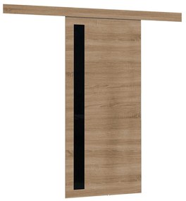 Συρόμενες πόρτες Dover 123, 25 kg, Sonoma οξιά, Μαύρο, Πλαστικοποιημένη μοριοσανίδα, Ανοιχτό καφέ, Αλουμίνιο | Epipla1.gr