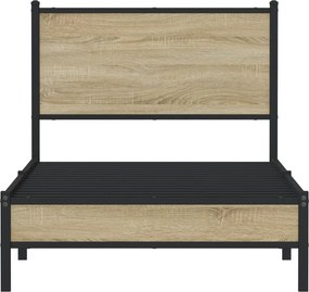 vidaXL Σκελετός Κρεβ. Χωρίς Στρώμα Sonoma Δρυς 90x200 εκ. Μεταλλικό