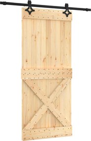 vidaXL Συρόμενη Πόρτα Φυσικό και Μαύρο 90 x 210 cm