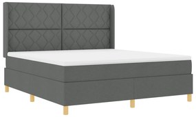vidaXL Κρεβάτι Box Spring με Στρώμα & LED Σκούρο Γκρι 180x200 εκ Ύφασμα