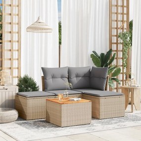 vidaXL Patio Sofa Set 5-θέσια Μίξη μπεζ και ανοιχτό γκρι