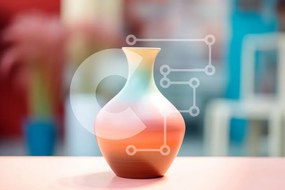 Intra Συλλεκτικό Ξύλινο Παζλ Plywood  4mm - Ροζ τραπέζι με πολύχρωμο βάζο σε ένα δωμάτιο Σε Ξύλινο Κουτί - Διαστάσεις Puzzle: 10x10 cm – 25 κομμάτια