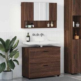 vidaXL Σετ Επίπλων Μπάνιου με ράφι 2 pcs Καφέ δρυς 76,5 x 35 x 64 εκ