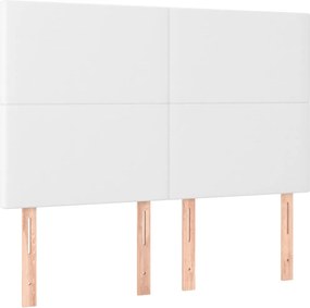vidaXL Κρεβάτι Boxspring με Στρώμα Λευκό 140x200εκ.από Συνθετικό Δέρμα