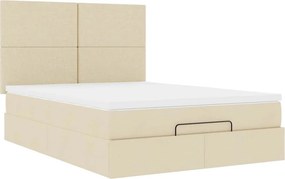vidaXL Οθωμανικό κρεβάτι με στρώμα Cream 140x200cm ύφασμα