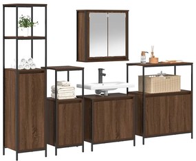 vidaXL Σετ Επίπλων Μπάνιου 5 pcs Καφέ δρυς και Μαύρο 36 x 35 x 165 εκ