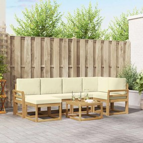 vidaXL Σειρά Καναπέ Εξωτερικού με μαξιλάρι 7 pcs Λευκό και Κρεμ