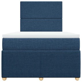vidaXL Κρεβάτι Boxspring με Στρώμα Μπλε 120x200 εκ. Υφασμάτινο