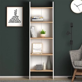 Βιβλιοθήκη μελαμίνης Flora Megapap χρώμα white pine 52x25x158εκ.