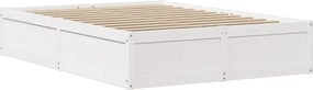 vidaXL Πλαίσιο Κρεβατιού με Κεφαλάρι Λευκό 140 x 190 εκ. Μασίφ Πεύκο