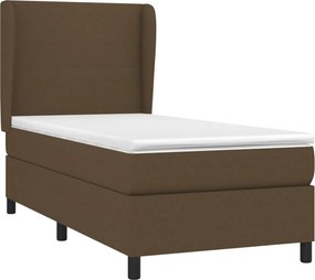 vidaXL Κρεβάτι Boxspring με Στρώμα Σκούρο Καφέ 90x190 εκ. Υφασμάτινο