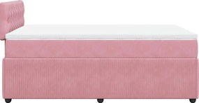 vidaXL Κρεβάτι Boxspring με Στρώμα Ροζ 120x200 εκ. Βελούδινο