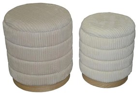 Σκαμπό Pance Inart σετ 2 τεμ μπουκλέ ύφασμα σε μπεζ και λευκή απόχρωση 40x40x44 εκ.