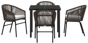 vidaXL Σέτ φαγητού για κήπο 5 pcs Καφέ Χάλυβας με επίστρωση πούδρας