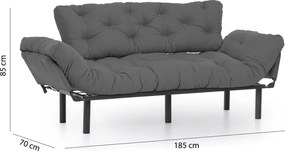 Τριθέσιος Καναπές Κρεβάτι Γκρι NITTA 70x185x85