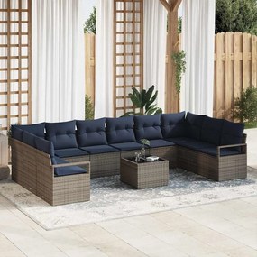 vidaXL Σετ Καναπέ με μαξιλάρι 11 pcs Γκρι συνθετικό ρατάν