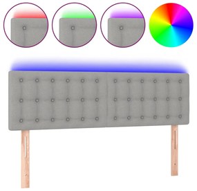 vidaXL Κεφαλάρι Κρεβατιού LED Ανοιχτό Γκρι 144x5x78/88 εκ. Υφασμάτινο