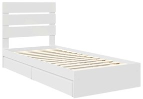 vidaXL Κρεβάτι Αποθήκης Λευκό 75 x 190 cm Επεξεργασμένο ξύλο