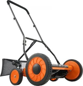 VEVOR 18" Push Reel Lawn Mower 5-Blade Adjustable Height Grass Catcher 4 Wheels