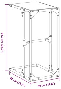 Βοηθητικό Τραπέζι με Μαύρο Γυαλί 40x30x61,5 εκ. Ατσάλι - Μαύρο